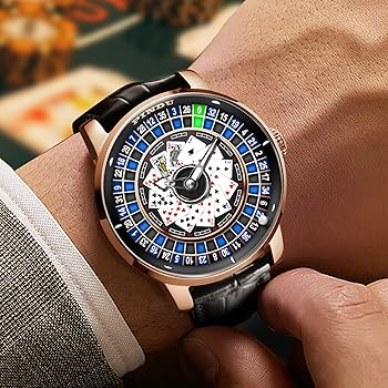 Amazon | PINDU ルーレットホイール自動腕時計 男性用 トランプ